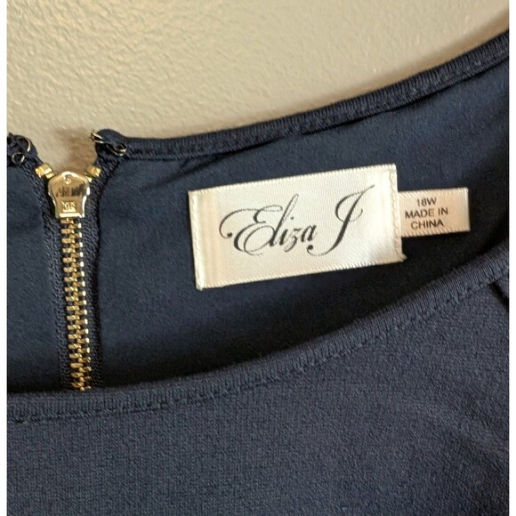 Eliza J Size 18W Sleeveless Dress Womens A Line Navy Blue Zipper Stretch Fabric - Picture 2 of 4